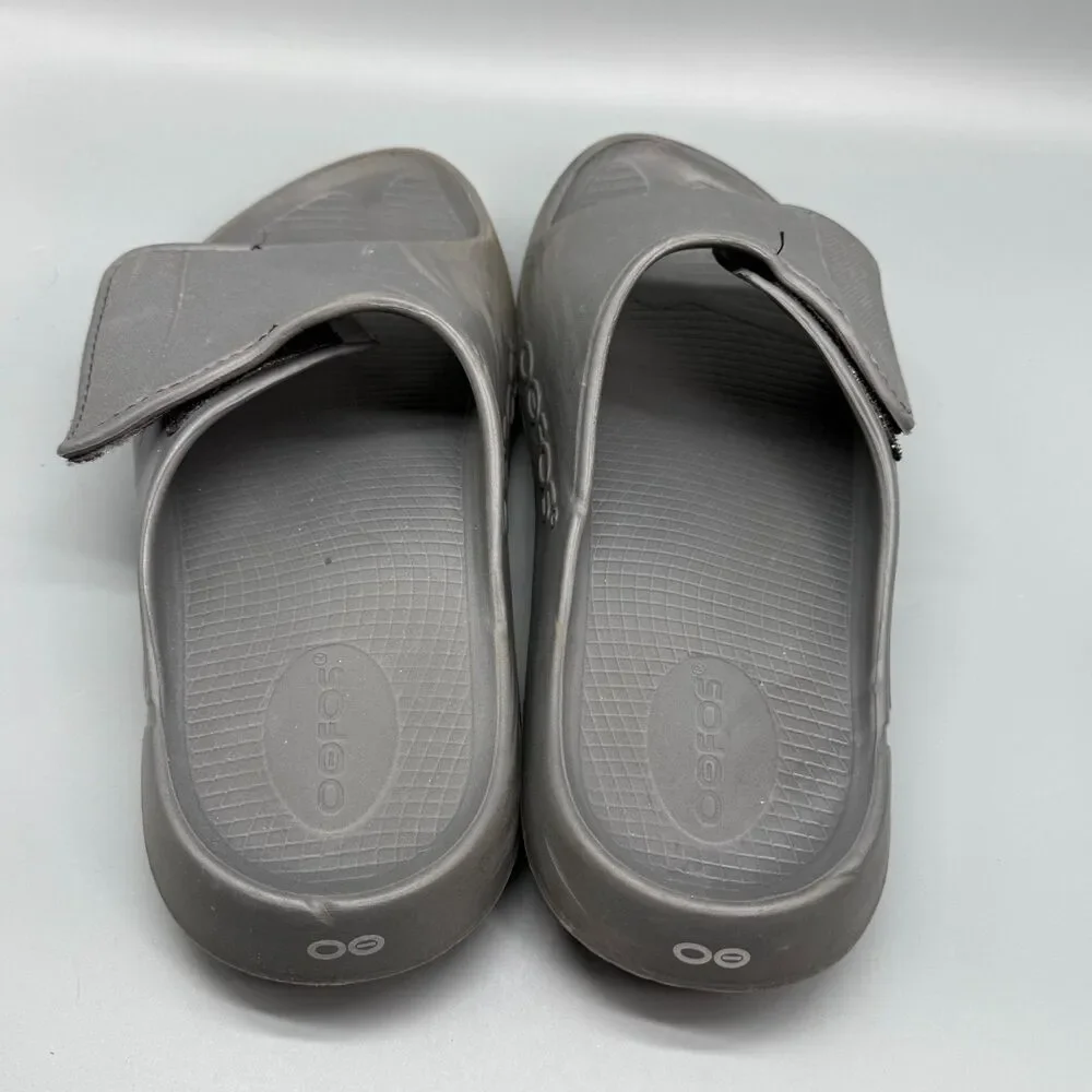 OOFOS OOahh Sport Flex Men 14 Slate Gray Slides Sandals Slip-On Open Toe Comfort